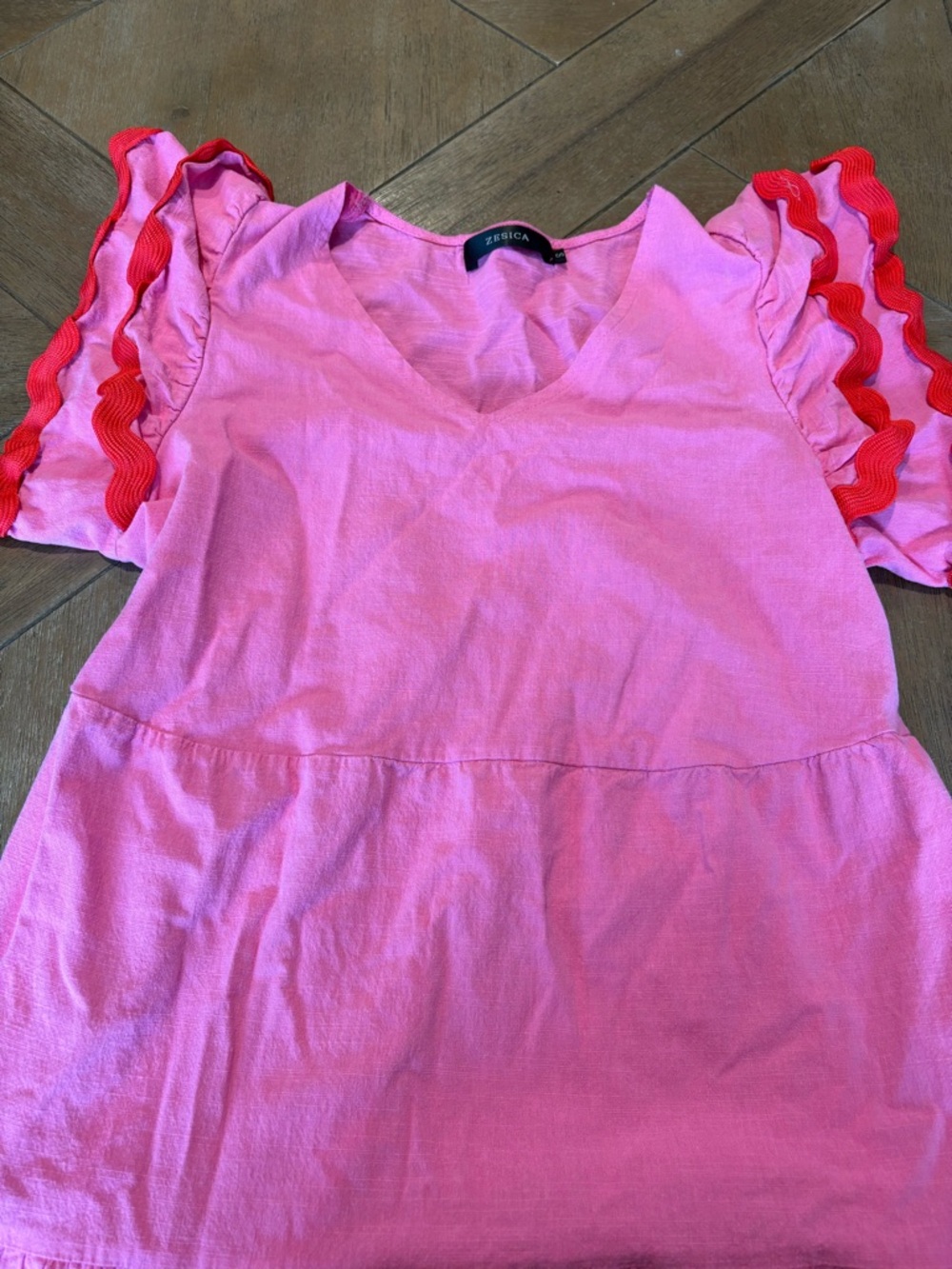 Zesica Women Summer Midi Dress V Neck Flutter Short Sleeve , Pinlk Size Small - Picture 3 of 8